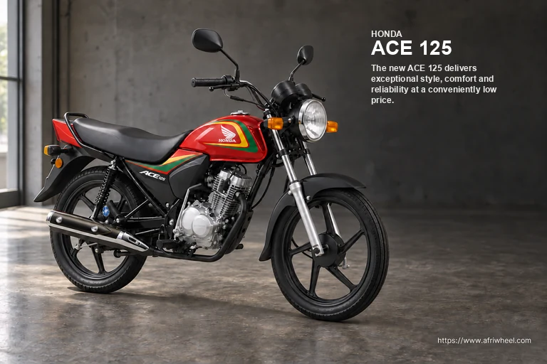 Honda ACE 125 in Red, complete front-right three-quarter motorcycle view