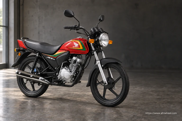 Honda ACE 125 in Red, complete front-right three-quarter motorcycle view