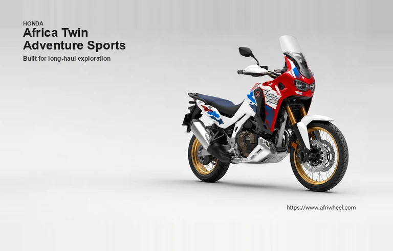 Honda Africa Twin Adventure Sports in Pearl Glare White Tricolour front three-quarter studio hero