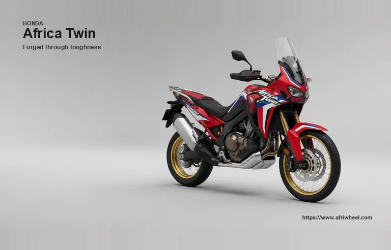 Honda Africa Twin in Grand Prix Red front three-quarter studio hero