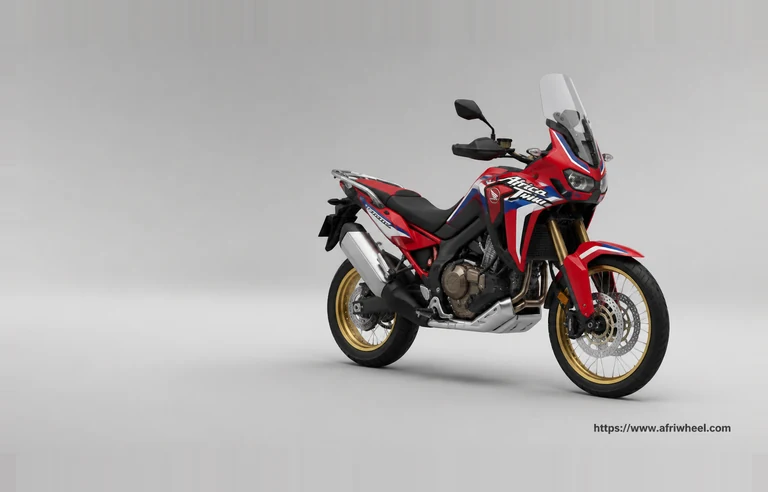 Honda Africa Twin in Grand Prix Red front three-quarter studio hero