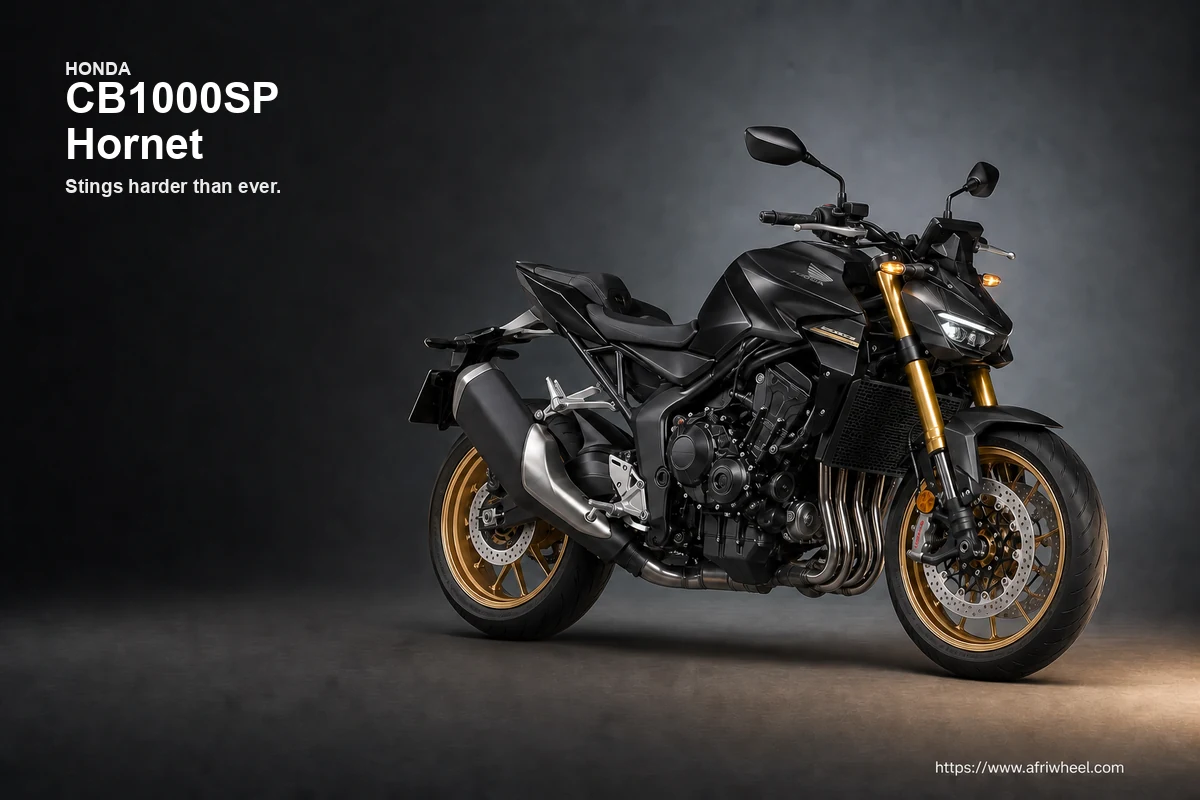 Honda CB1000SP Hornet in Graphite Black front-right three-quarter studio hero