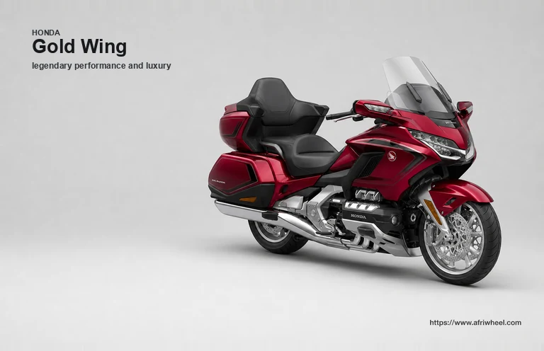 Honda Gold Wing in Bordeaux Red Metallic, front three-quarter touring view
