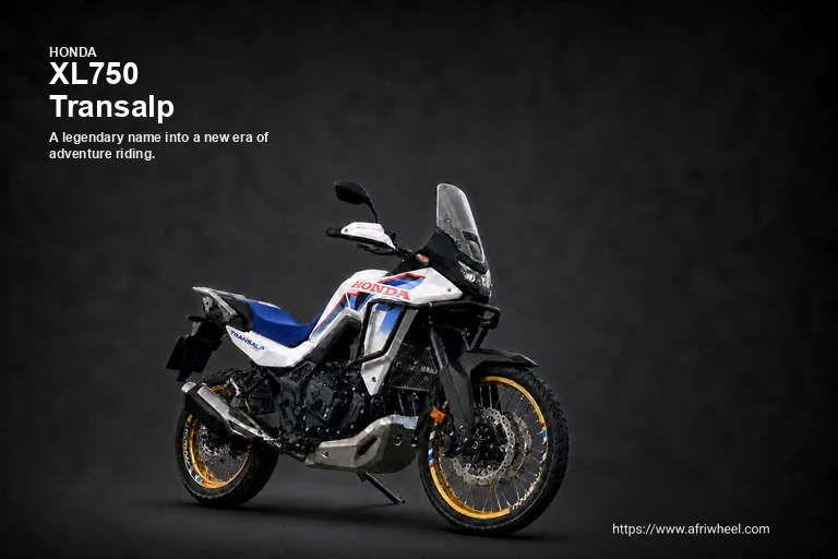 Honda XL750 Transalp E-Clutch in Ross White official front three-quarter studio view