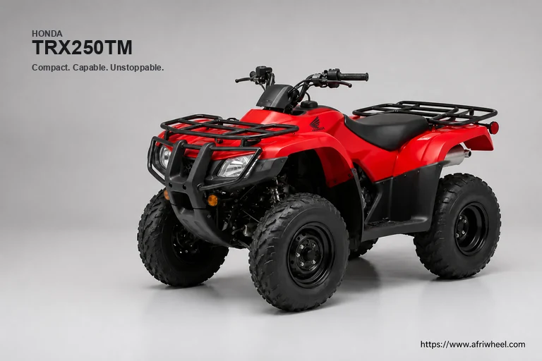 Honda TRX250TM in Patriot Red, front three-quarter studio view