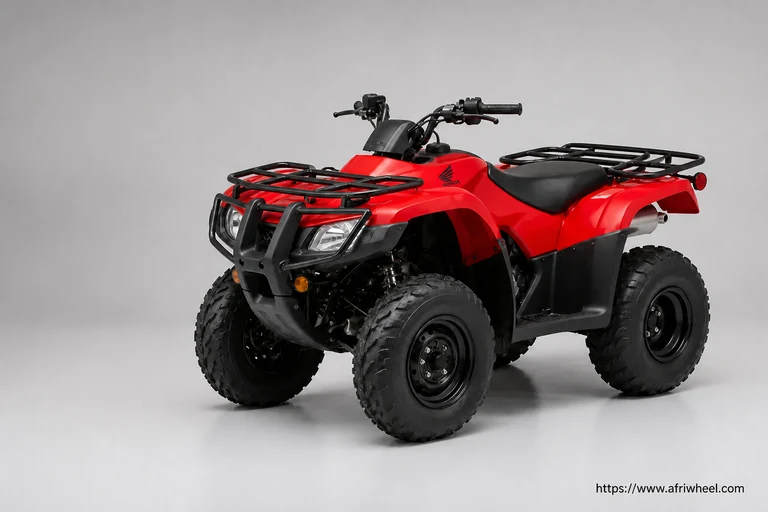 Honda TRX250TM in Patriot Red, front three-quarter studio view