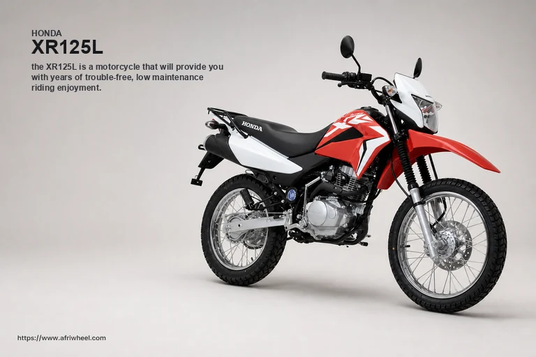 Honda XR125L in Red, front-right three-quarter studio hero
