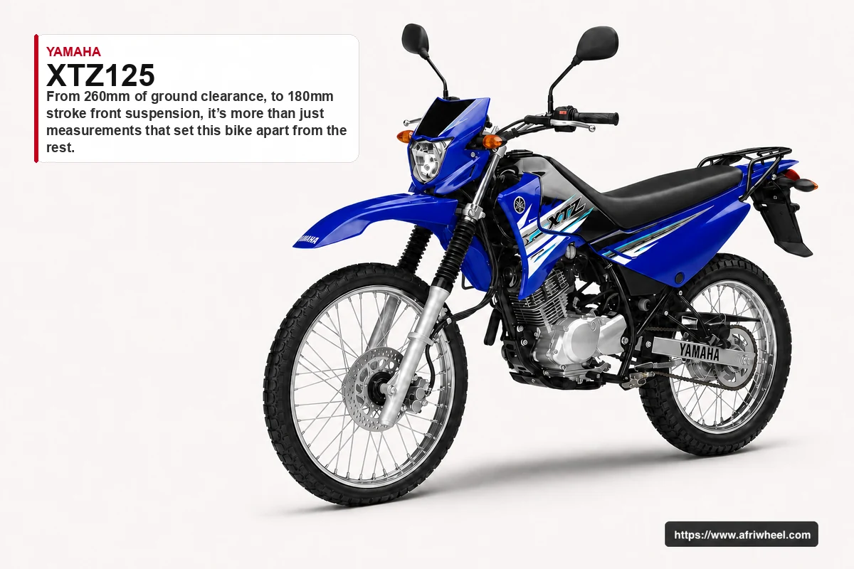 Yamaha XTZ125 in Blue, front three-quarter studio view