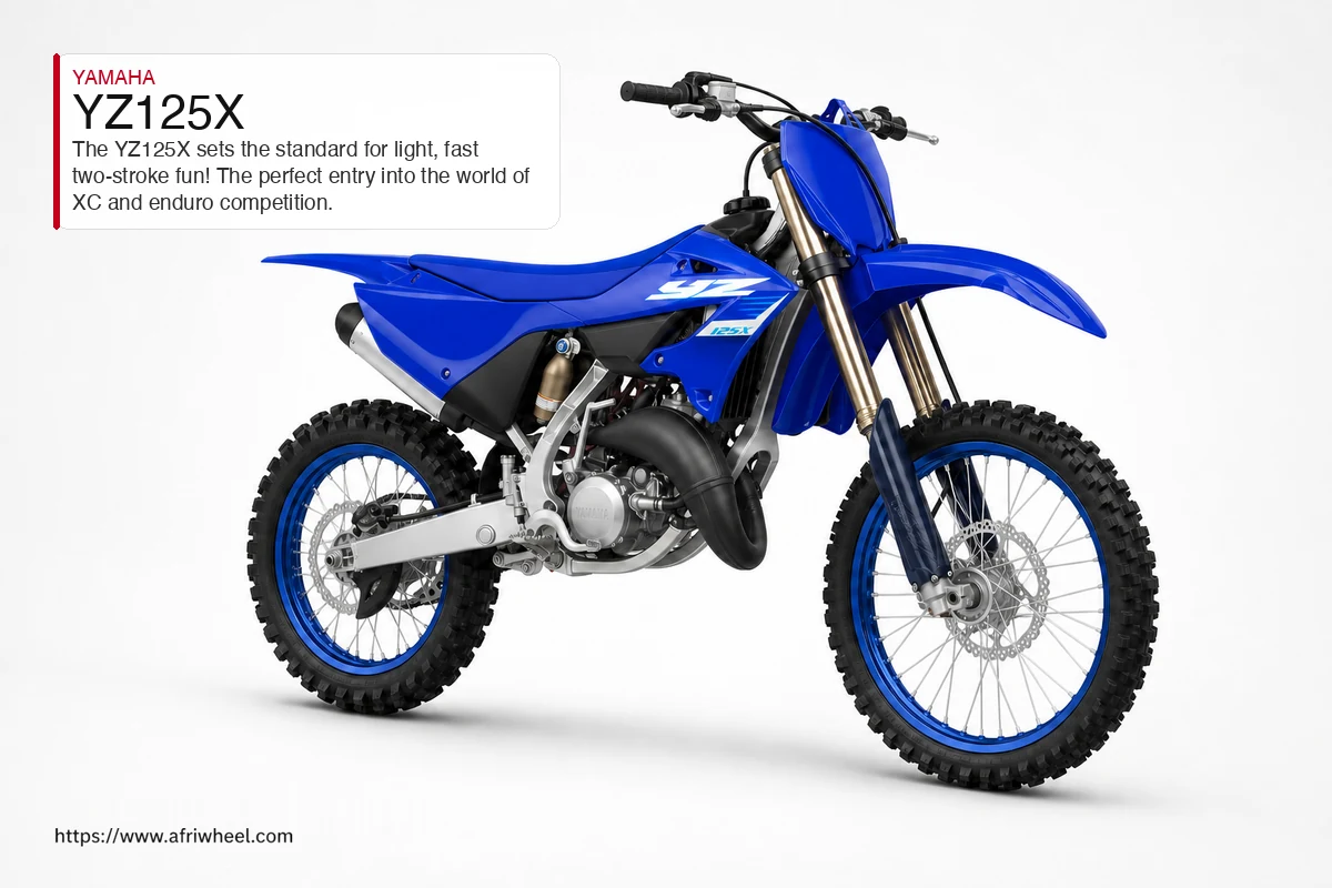 Yamaha YZ125X in Blue, front three-quarter studio view