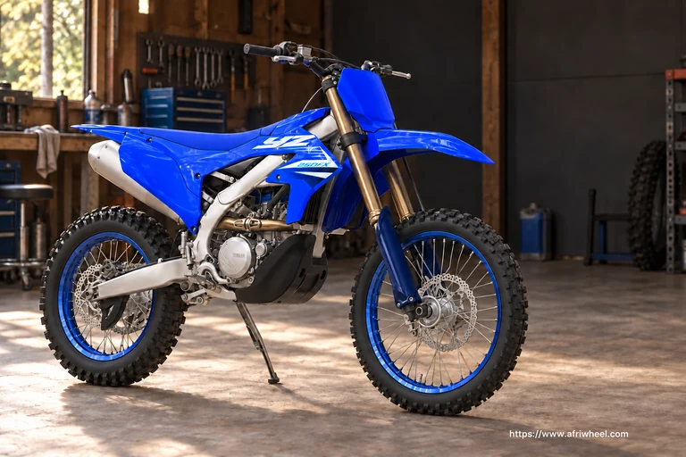 Yamaha YZ250FX in Blue, complete front-right three-quarter cross-country motorcycle hero