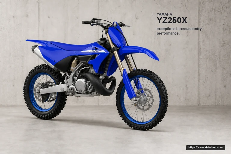 Yamaha YZ250X in Blue, camera-real front-right three-quarter view